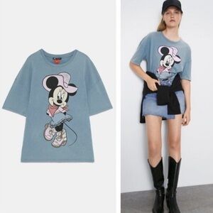 ZARA Minnie Mouse Cowgirl Tshirt in Blue